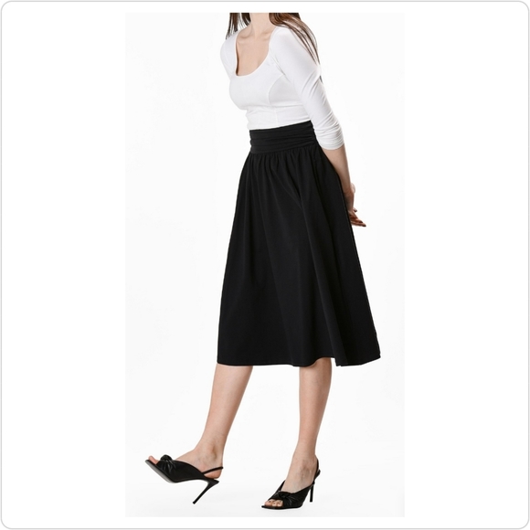 eshakti Dresses & Skirts - ESHAKTI Elastic Waist Cotton Black Skirt - Smocked